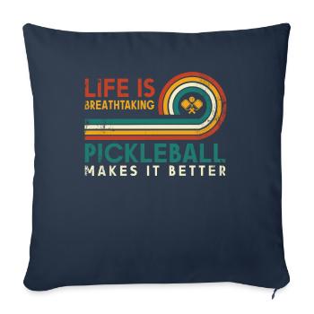 Life is amazing, Pickleball does it - Sofa pillowcase 17,3'' x 17,3'' (45 x 45 cm) - navy - Front