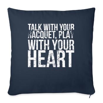 Parlez à votre raquette. Jouez avec - Housse de coussin décorative 45 x 45 cm - bleu marine - Devant