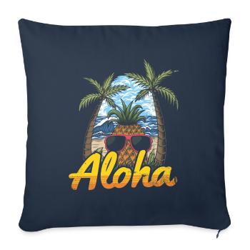 Conception d’ananas et de pins Aloha pour la plage - Housse de coussin décorative 45 x 45 cm - bleu marine - Devant