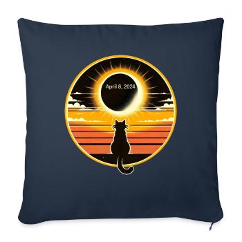 Cat Solar April 8, 2024 Eclipse Sunset - Sofa pillowcase 17,3'' x 17,3'' (45 x 45 cm) - navy - Front