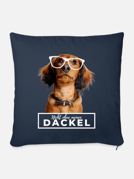 Nicht ohne meinen Dackel - Dackel mit Brille - Sofakissenbezug 45 x 45 cm - Navy