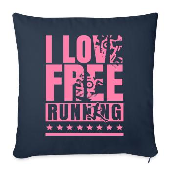 J’adore Parkour Libre Courir Parkourläuferin Spor - Housse de coussin décorative 45 x 45 cm - bleu marine - Devant