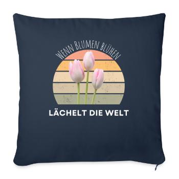 Blumen Garten Gärtner Blumenstrauß BLUMENLIEBE - Sofakissenbezug 45 x 45 cm - Navy - Vorne