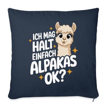 Alpaga lama alpaga animal - Housse de coussin décorative 45 x 45 cm - bleu marine - Devant