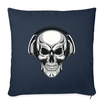 Skull with headphones - Sofa pillowcase 17,3'' x 17,3'' (45 x 45 cm) - navy - Front
