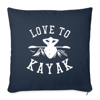 J’adore faire du kayak - Housse de coussin décorative 45 x 45 cm - bleu marine - Devant