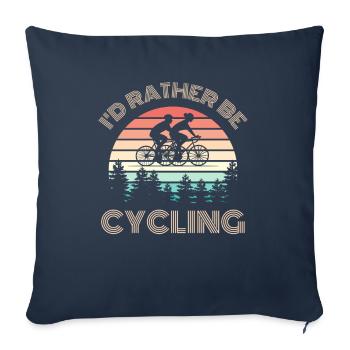 I D RATHER be cycling bike saying retro sun - Sofa pillowcase 17,3'' x 17,3'' (45 x 45 cm) - navy - Front