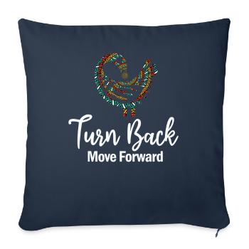 Symbole Sankofa Adinkra Ghana Noir - Housse de coussin décorative 45 x 45 cm - bleu marine - Devant