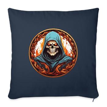 Grim Reaper with cowl in fire circle - Sofa pillowcase 17,3'' x 17,3'' (45 x 45 cm) - navy - Front