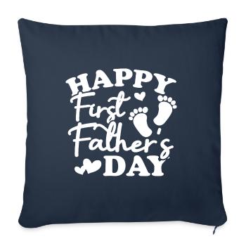 Joyeuse première fête des pères - Housse de coussin décorative 45 x 45 cm - bleu marine - Devant