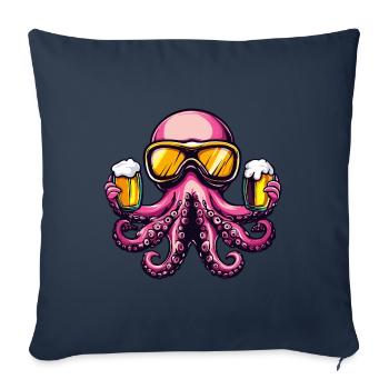 Octopus Après Ski Beer Comic - Sofa pillowcase 17,3'' x 17,3'' (45 x 45 cm) - navy - Front