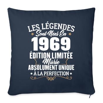 Cadeau d'anniversaire légendes sont nées en 1969 - Housse de coussin décorative 45 x 45 cm - bleu marine - Devant