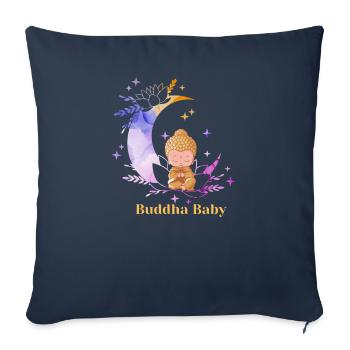 Goldenes Buddha Baby Lotus mit Mond - Sofakissenbezug 45 x 45 cm - Navy - Vorne