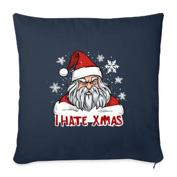 Je déteste Noël Drôle anti Noël - Housse de coussin décorative 45 x 45 cm - bleu marine - Devant