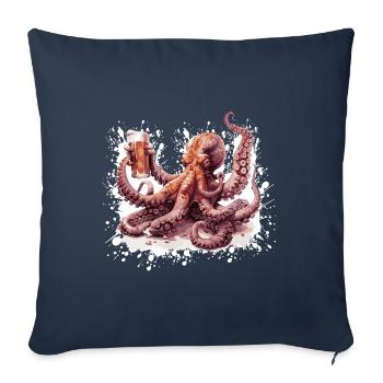Octopus Bière Drôle - Housse de coussin décorative 45 x 45 cm - bleu marine - Devant