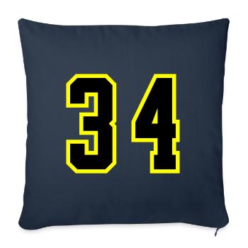 Maillot à 34 numéros - Housse de coussin décorative 45 x 45 cm - bleu marine - Devant