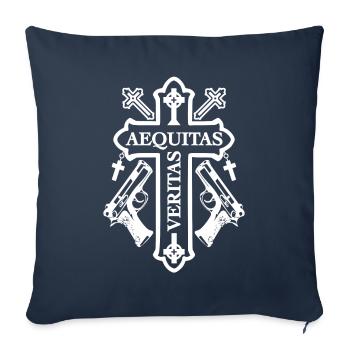 Aequitas Veritas Cross - Design 2 white - Sofa pillowcase 17,3'' x 17,3'' (45 x 45 cm) - navy - Front