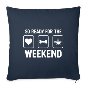 So ready for the weekend - Coffee - Dog bone - Sofa pillowcase 17,3'' x 17,3'' (45 x 45 cm) - navy - Front