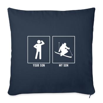 Votre fils - Mon fils - Ski Activité professionnelle - Housse de coussin décorative 45 x 45 cm - bleu marine - Devant