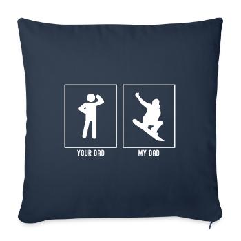 Ton père - Mon père - Joueur de snowboard - Housse de coussin décorative 45 x 45 cm - bleu marine - Devant