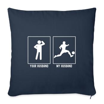 Her husband - My husband - competitive athlete foot - Sofa pillowcase 17,3'' x 17,3'' (45 x 45 cm) - navy - Front