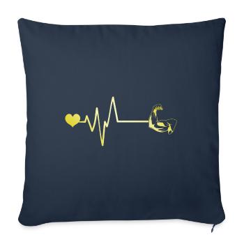 Battement de cœur d’haltère musculaire - Housse de coussin décorative 45 x 45 cm - bleu marine - Devant