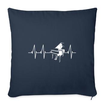 Piano Heartbeat Piano Piano à queue Pianiste Pianiste - Housse de coussin décorative 45 x 45 cm - bleu marine - Devant