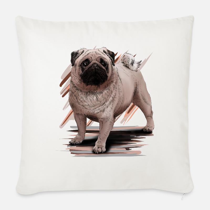 Mops - Sofakissenbezug 45 x 45 cm - Naturweiß 