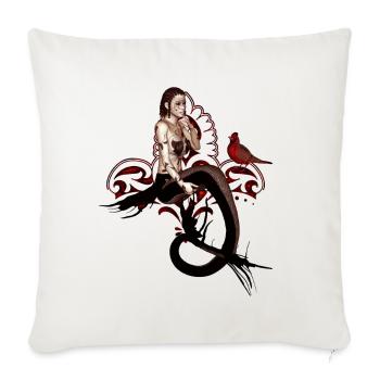 Magnifique sirène noire assise dans un arbre - Housse de coussin décorative 45 x 45 cm - blanc nature - Devant