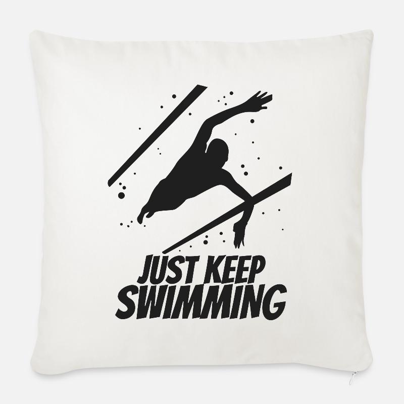 Just Keep Swimming - Sofakissenbezug 45 x 45 cm - Naturweiß 