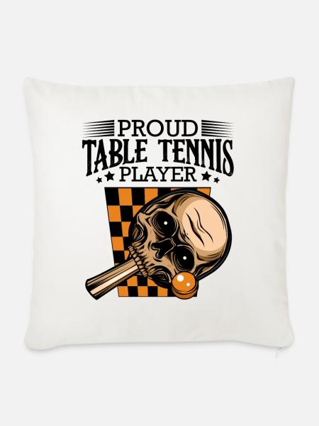 Schädel-Tennis-Design im Schwarz - Sofakissenbezug 45 x 45 cm - Naturweiß