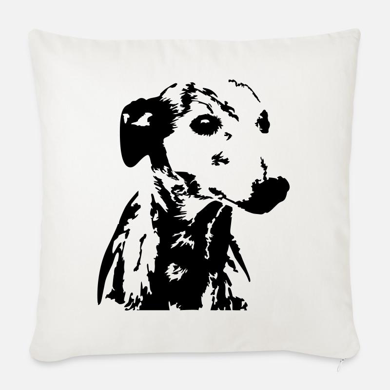 Whippet Kopf - Sofakissenbezug 45 x 45 cm - Naturweiß 