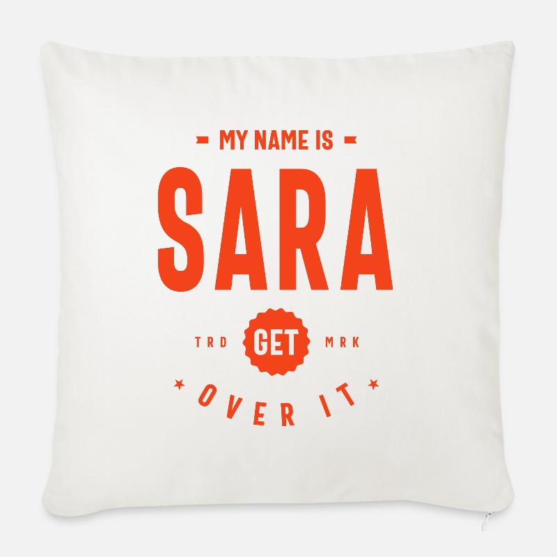Sara personalisierte Name Geburtstagsgeschenk - Sofakissenbezug 45 x 45 cm - Naturweiß 