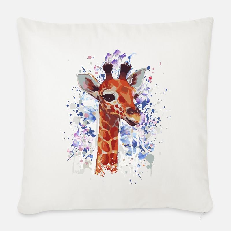 Giraffe - Giraffen Baby - Cooler Giraffe - Sofakissenbezug 45 x 45 cm - Naturweiß 