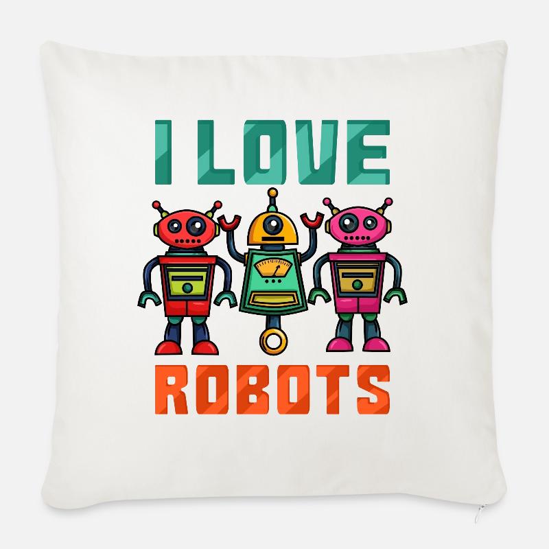 Roboter Robot - Sofakissenbezug 45 x 45 cm - Naturweiß 