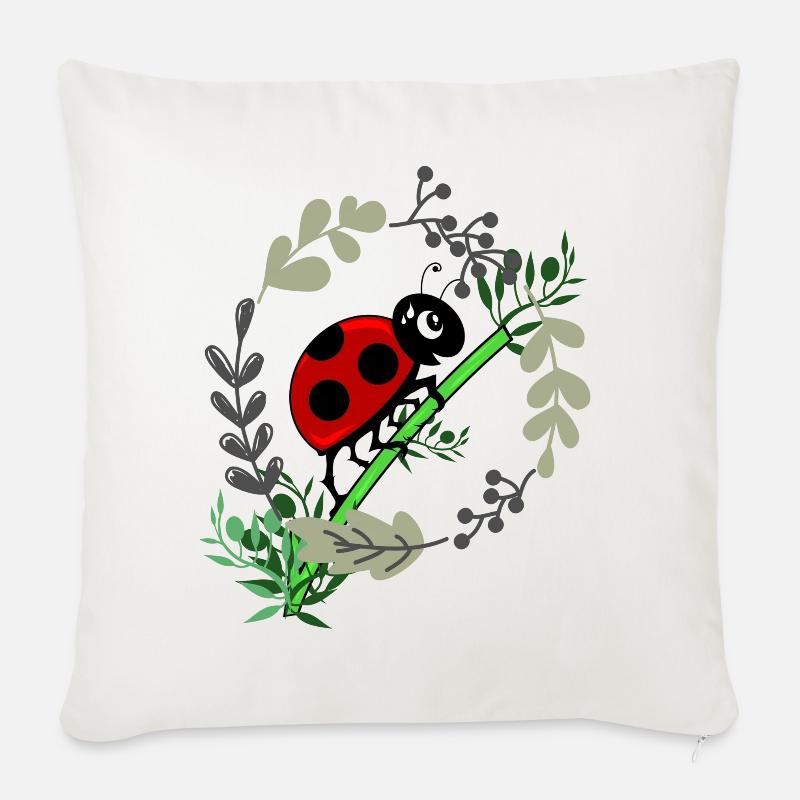 Marienkäfer Botanik Comicstyle - Sofakissenbezug 45 x 45 cm - Naturweiß 