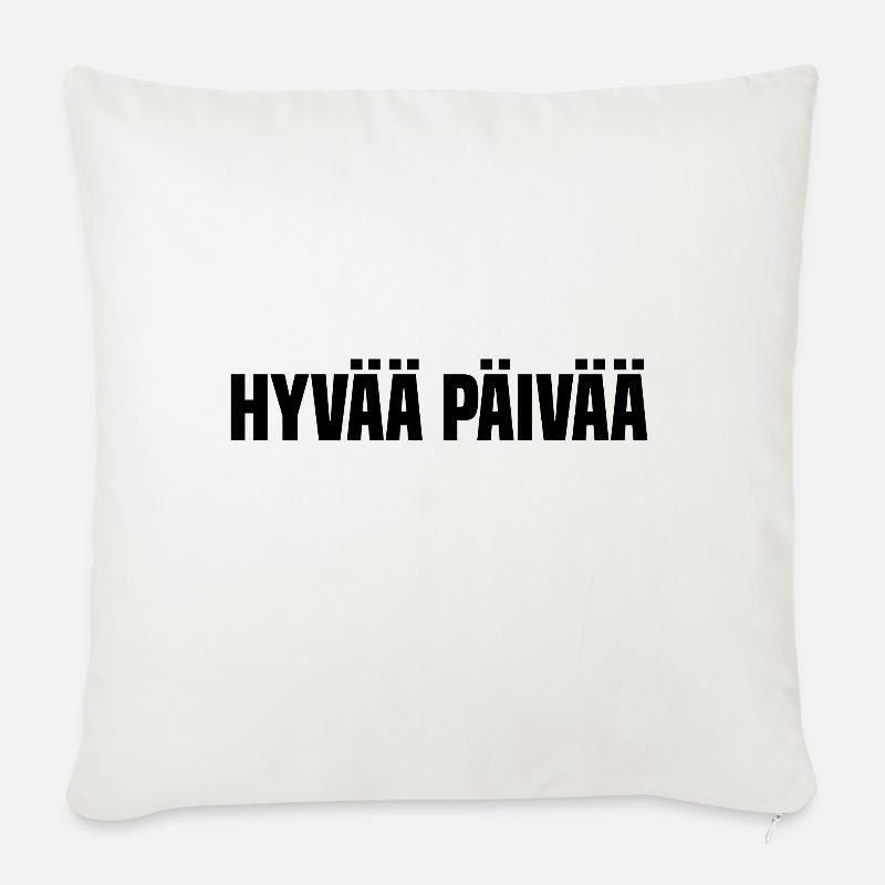 Finnland "Hallo" hyvää päivää - Sofakissenbezug 45 x 45 cm - Naturweiß 