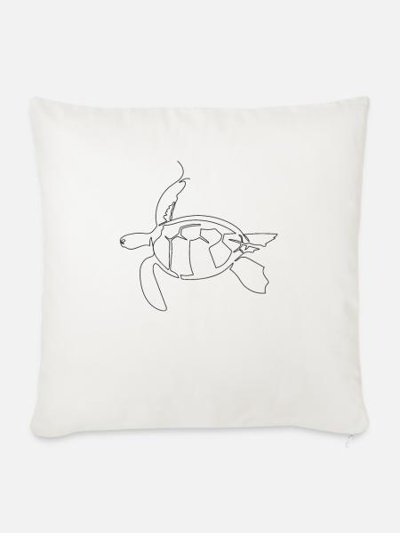 One Line Art Schildkröte gezeichnet - Sofakissenbezug 45 x 45 cm - Naturweiß