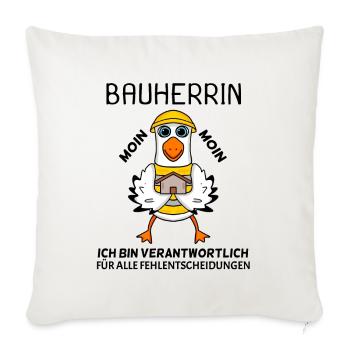 Bauherrin Hausbau Baustelle Richtfest - Sofakissenbezug 45 x 45 cm - Naturweiß  - Vorne