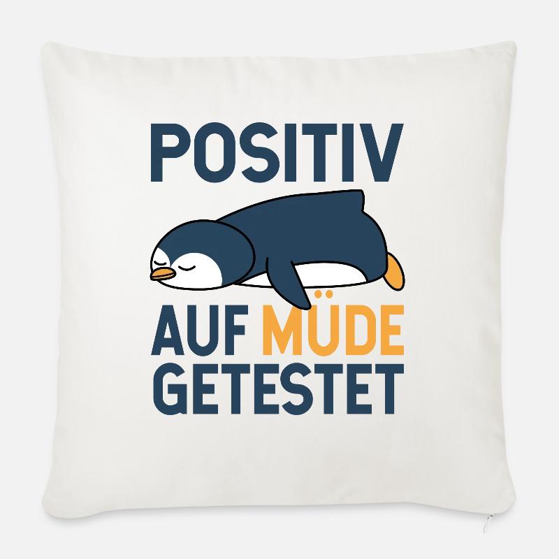 Pinguin Arbeit Beruf faul lustiges Geschenk - Sofakissenbezug 45 x 45 cm - Naturweiß 
