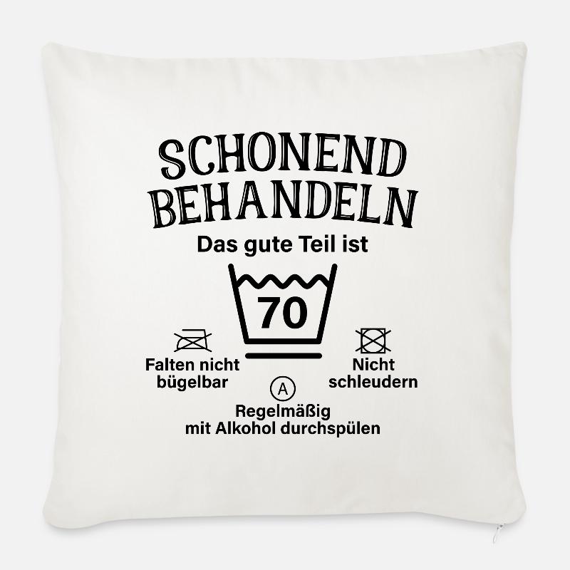 Schonend Behandeln Männer Geschenk 70. Geburtstag - Sofakissenbezug 45 x 45 cm - Naturweiß 