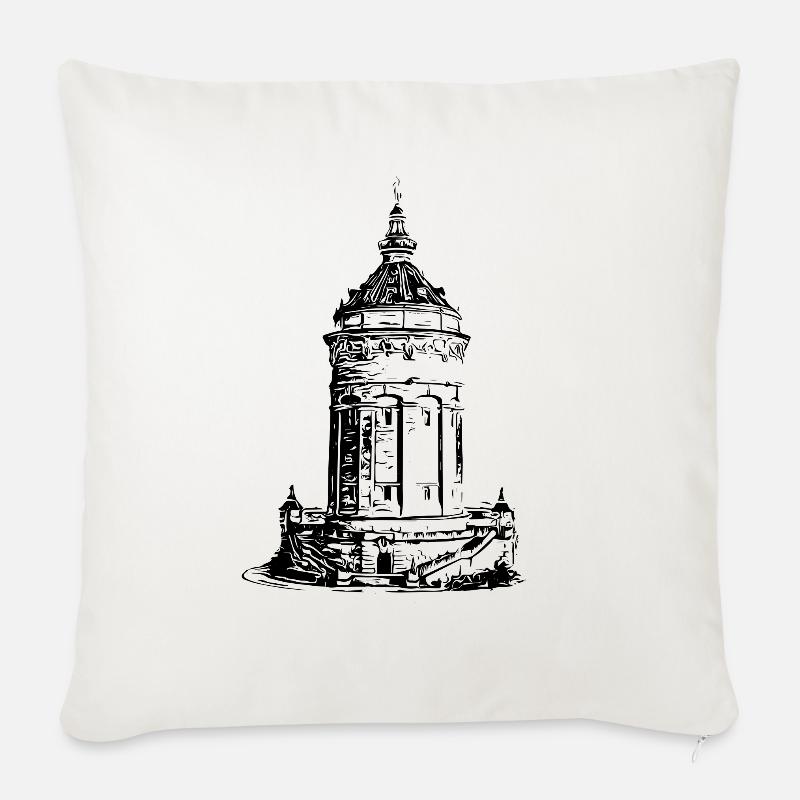 Mannheimer Wasserturm Mannheim - Sofakissenbezug 45 x 45 cm - Naturweiß 