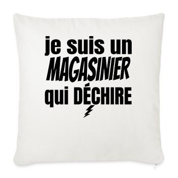 magasinier qui déchire - Housse de coussin décorative 45 x 45 cm - blanc nature - Devant