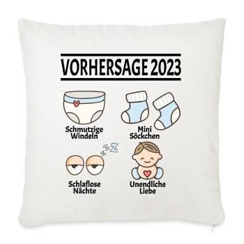Werdende Eltern Vorhersage 2023 Schwanger für - Sofakissenbezug 45 x 45 cm - Naturweiß  - Vorne