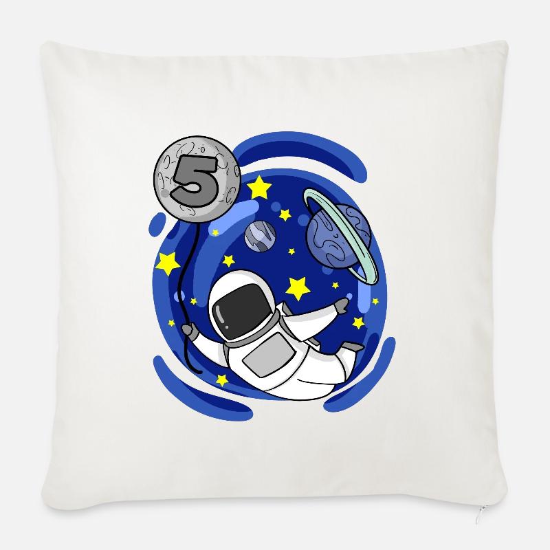 5 Jahre 5. Geburtstag - Astronaut Junge Geschenk - Sofakissenbezug 45 x 45 cm - Naturweiß 