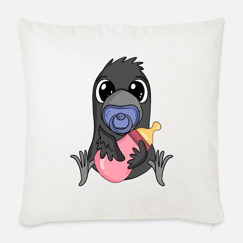 Baby Krähe - Sofakissenbezug 45 x 45 cm - Naturweiß