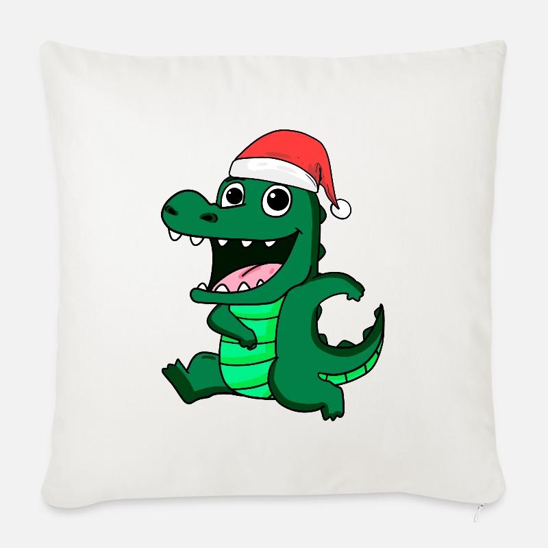 Krokodil Weihnachten - Sofakissenbezug 45 x 45 cm - Naturweiß 