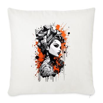 Abstract Colorful Young Woman Graffiti Art - Sofa pillowcase 17,3'' x 17,3'' (45 x 45 cm) - natural white - Front