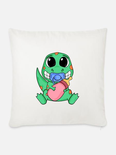 Baby Dino Motiv - Sofakissenbezug 45 x 45 cm - Naturweiß 