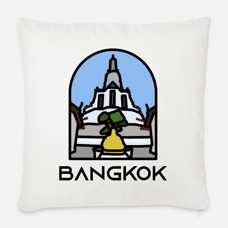 Bangkok - Wat Arun - Sofakissenbezug 45 x 45 cm - Naturweiß 